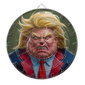 Donald Trump geconfronteerd met boze Cartoon Dartbord (Voorkant)