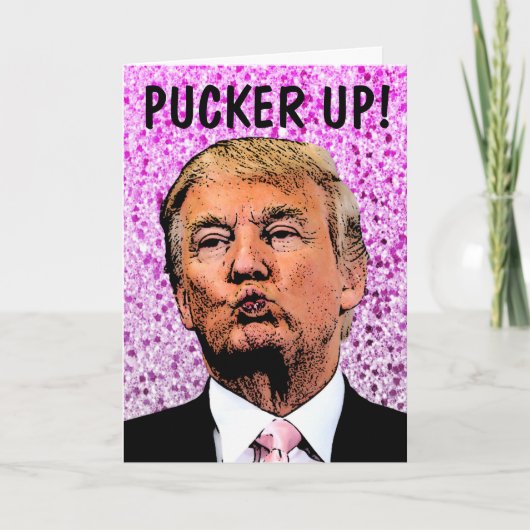 DONALD TRUMP GLITTER BIRTHDAY KISS-KAARTEN KAART (Voorkant)