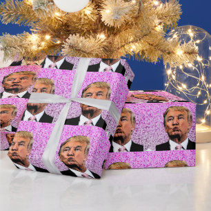 DONALD TRUMP GLITTER CHRISTMAS KISS WRAPPING PAPER CADEAUPAPIER