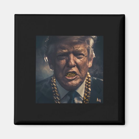 Donald Trump Gold Grillz Magneet (Voorkant)