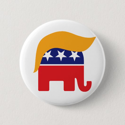 Donald Trump GOP Elephant Hair Ronde Button 5,7 Cm (Voorkant)