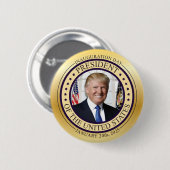 DONALD TRUMP GOUDEN HERDENKINGS-INAUGURATIE POTUS RONDE BUTTON 5,7 CM (Voorkant /achterkant)