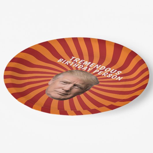 DONALD TRUMP GRAPPIG VERJAARDAGSPAPIER BORDEN PAPIEREN BORDJE (Gekanteld)