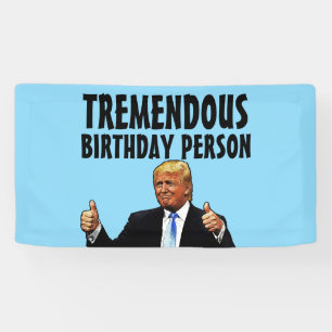DONALD TRUMP GRAPPIGE VERJAARDAGSFEESTBANNER SPANDOEK