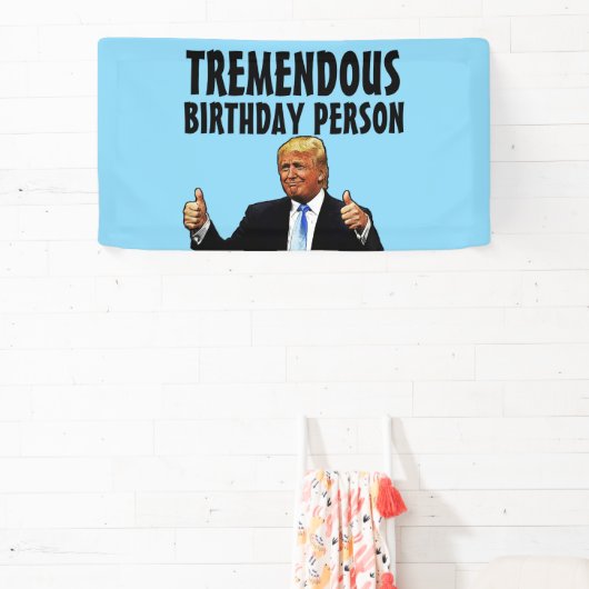 DONALD TRUMP GRAPPIGE VERJAARDAGSFEESTBANNER SPANDOEK (Insitu)