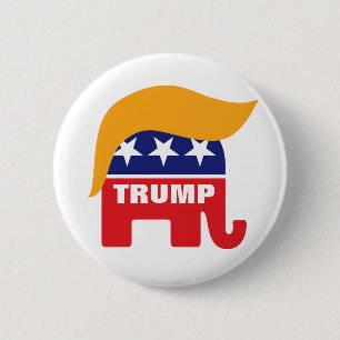 Donald Trump Haar GOP Olifant Logo Ronde Button 5,7 Cm