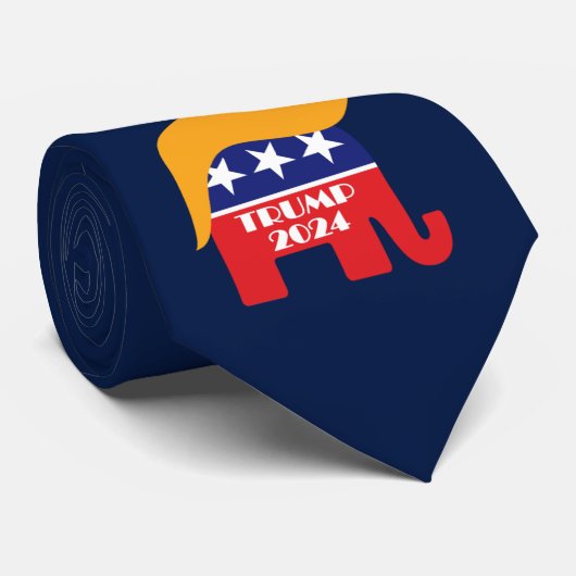 Donald Trump Hair GOP Elephant Logo 2024 Stropdas (Opgerold)
