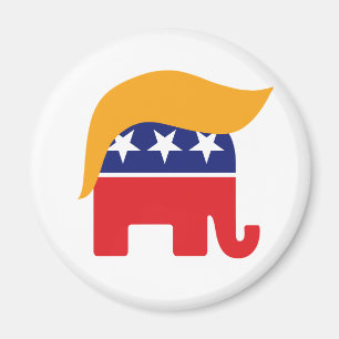 Donald Trump Hair GOP Elephant Logo Magneet