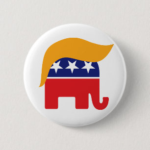 Donald Trump Hair GOP Elephant Logo Ronde Button 5,7 Cm