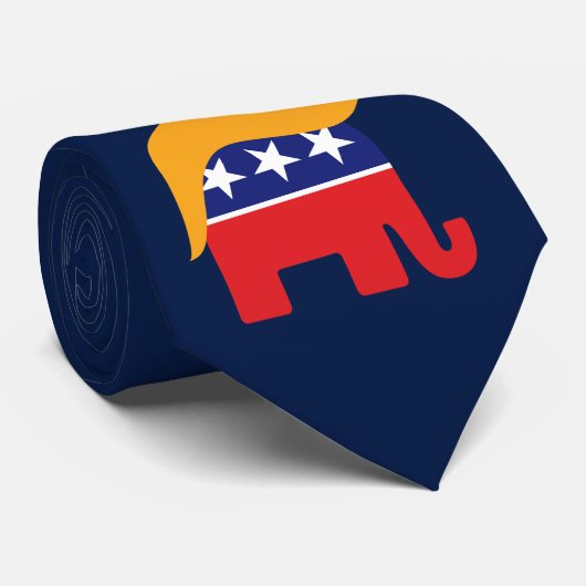 Donald Trump Hair GOP Elephant Logo Stropdas (Opgerold)