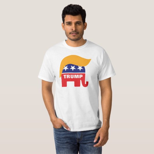 Donald Trump Hair GOP Elephant Logo T-shirt (Voorkant volledig)