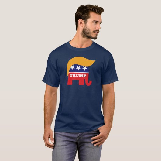 Donald Trump Hair GOP Elephant Logo T-shirt (Voorkant volledig)