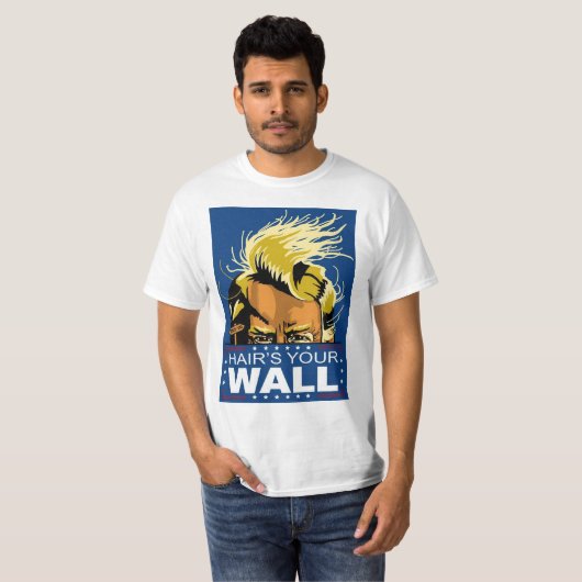 Donald Trump Hair's Basic T-Shirt van je muur Mann (Voorkant volledig)