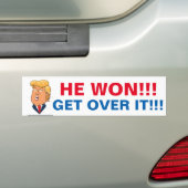 Donald Trump heeft gewonnen, dus ga er over Bumpersticker (Op auto)