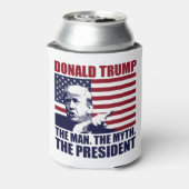 Donald Trump het Man de mythe het President Blikjeskoeler (Blikje Achterkant)