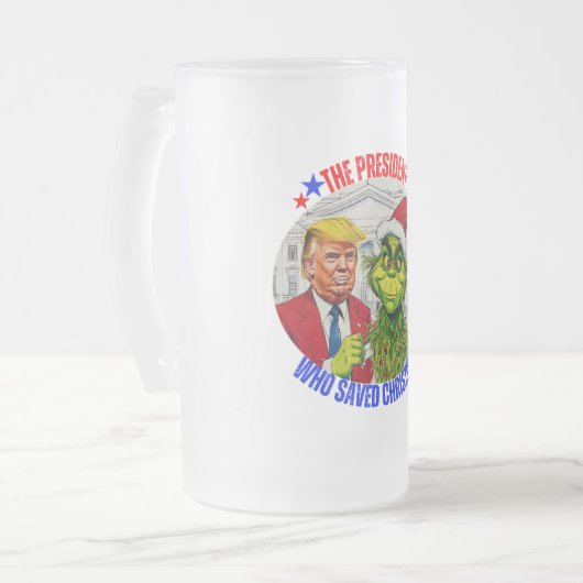 DONALD TRUMP: HET PRESIDENT DAT KERST HEEFT GERED MATGLAS BIERPUL (Voorkant links)