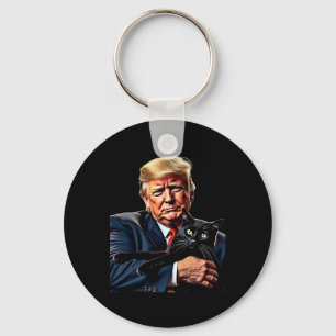 Donald Trump houdt kat grafisch grappig politiek M Sleutelhanger