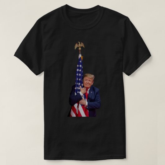Donald Trump Hugging American Flag Sticker.png T-shirt (Design voorkant)
