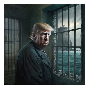Donald Trump in de gevangenis van Alcatraz Foto Afdruk