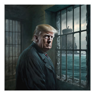 Donald Trump in de gevangenis van Alcatraz Foto Afdruk