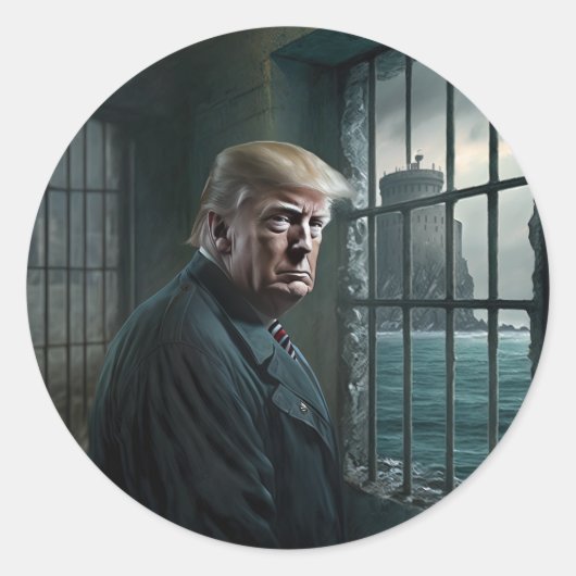 Donald Trump in de gevangenis van Alcatraz Ronde Sticker (Voorkant)