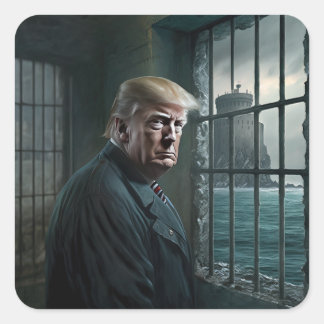 Donald Trump in de gevangenis van Alcatraz Vierkante Sticker