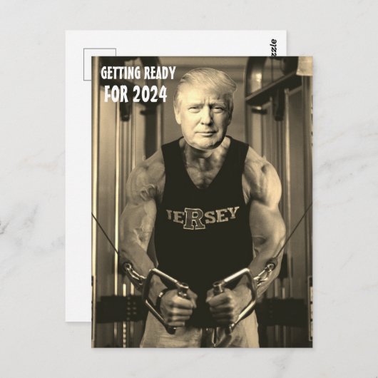DONALD TRUMP IN HET BRIEFKAART GYM 2024 (Voorkant / Achterkant)