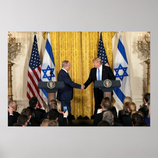 Donald Trump in Israël met Bibi Netanyahu Poster (Voorkant)