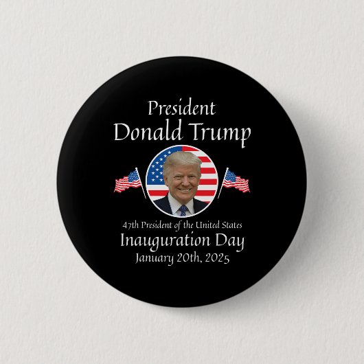 Donald Trump Inauguratiedag 2025 47e president van Ronde Button 5,7 Cm (Voorkant)