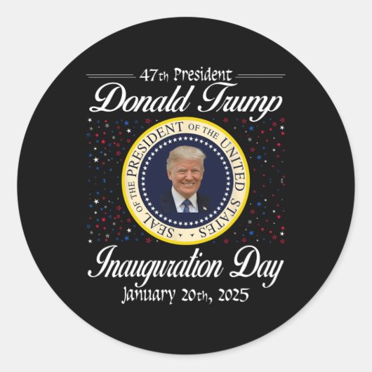 Donald Trump Inauguratiedag 2025 47e president van Ronde Sticker (Voorkant)