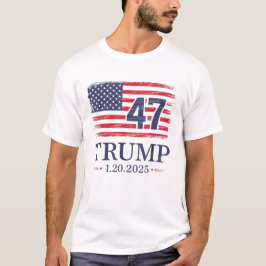 Donald Trump Inauguratiedag 2025 47e vlag van de V T-shirt