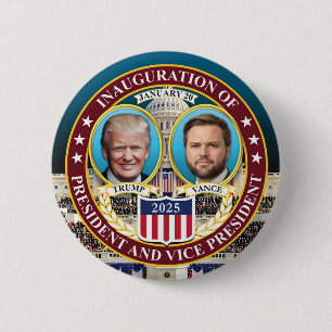 Donald Trump J.D. Vance Inauguratie 20 januari 202 Ronde Button 5,7 Cm