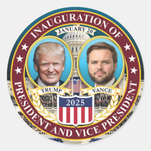 Donald Trump J.D. Vance Inauguratie 20 januari 202 Ronde Sticker