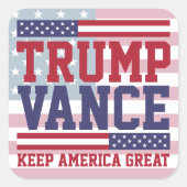 Donald Trump JD Vance 2024 Houd Amerika Groot Vierkante Sticker (Voorkant)