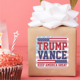 Donald Trump JD Vance 2024 Houd Amerika Groot Vierkante Sticker