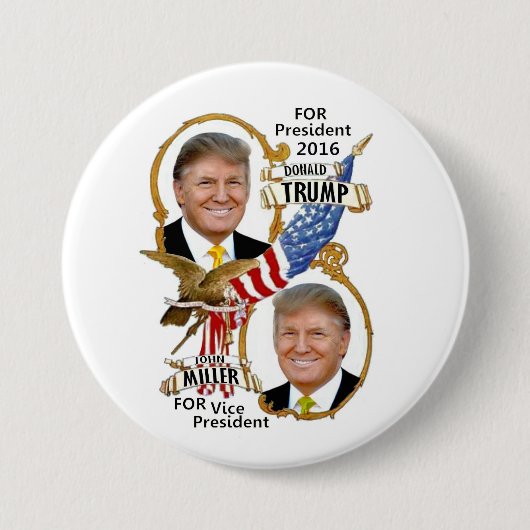 Donald Trump/John Miller Ronde Button 7,6 Cm (Voorkant)