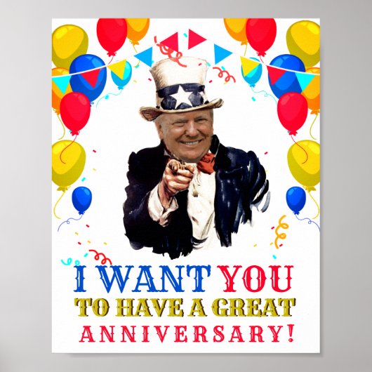 Donald Trump Jubileum Celebration Balloons Poster (Voorkant)