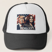 Donald Trump Kamala Harris echt? Trucker Pet (Voorkant)