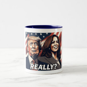 Donald Trump Kamala Harris echt? Tweekleurige Koffiemok