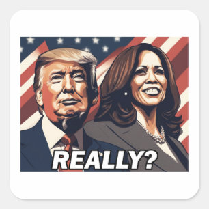 Donald Trump Kamala Harris echt? Vierkante Sticker