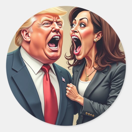 Donald Trump Kamala Harris Ronde Sticker (Voorkant)