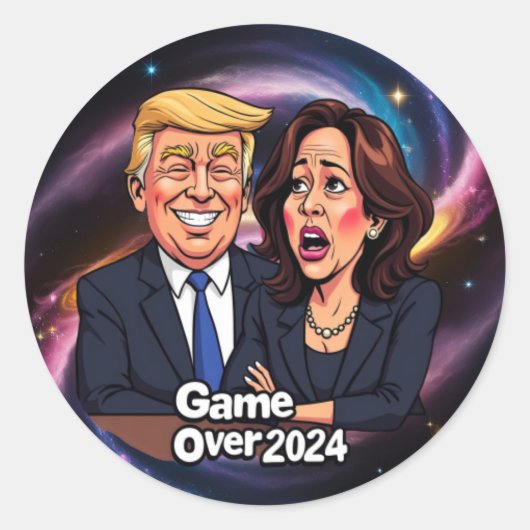 Donald Trump Kamala Harris Ronde Sticker (Voorkant)