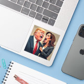 Donald Trump Kamala Harris Sticker (Laptop met iPhone)