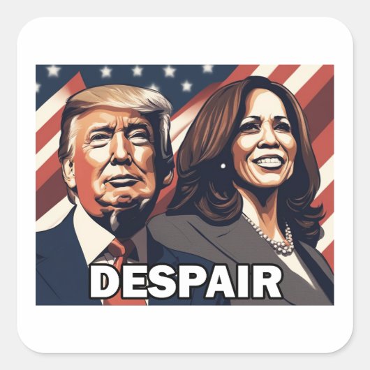 Donald Trump Kamala Harris wanhoop Vierkante Sticker (Voorkant)