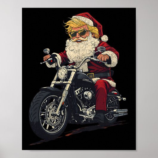 Donald Trump Kerst Biker Motorfiets Funny Santa Poster (Voorkant)