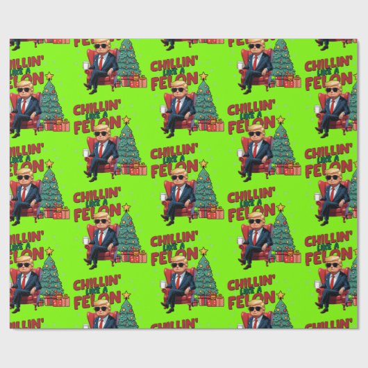 Donald Trump Kerst Grappig Cadeaupapier (Vlak)