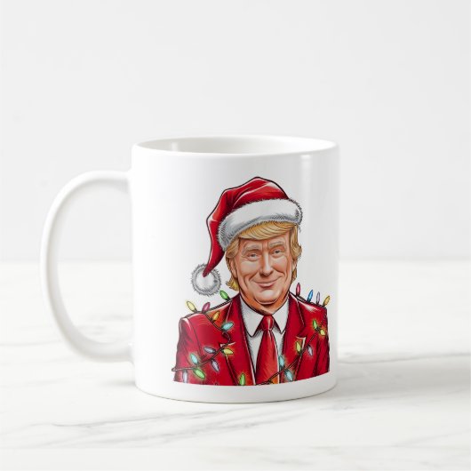 Donald Trump Kerst Grappig MAGA Santa Hat Koffiemok (Links)