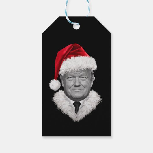 Donald Trump Kerst Grappig Santa Hat Gift Cadeaulabel (Achterkant)