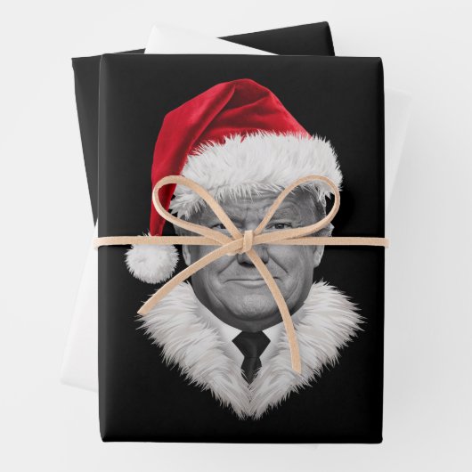 Donald Trump Kerst Grappig Santa Hat Gift Inpakpapier Vel (In situ)