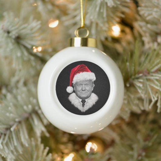 Donald Trump Kerst Grappig Santa Hat Gift Keramische Bal Ornament (Boom)